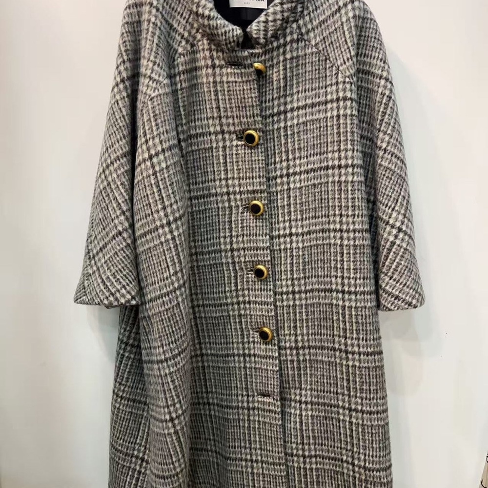BALENCIAGA Grey Wool Mohair PLAID Coat Jacket size36